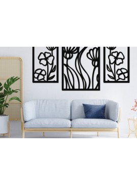 Σετ των 2 Intra απο ξύλο plywood 3mm-4mm πάχος - Floral διακόσμηση τοίχου Σχέδιο κοπής με λέιζερ 14 Δίασταση 30x20 cm INTRAFABR-75728668