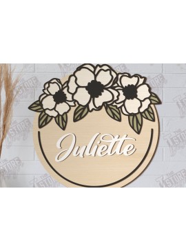 Σετ των 2 Intra απο ξύλο plywood 3mm-4mm πάχος - Πλακέτα τοίχου Floral Cut Laser | CNC Δίασταση 30x20 cm INTRAFABR-122602240