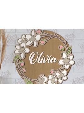 Intra απο ξύλο plywood 3mm-4mm πάχος - Πλακέτα τοίχου Floral Cut Laser | CNC Δίασταση 30x20 cm INTRAFABR-122383789