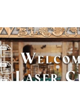 Σετ των 2 Intra απο ξύλο plywood 3mm-4mm πάχος - Floral Welcome Laser Cut Δίασταση 30x20 cm INTRAFABR-35828036