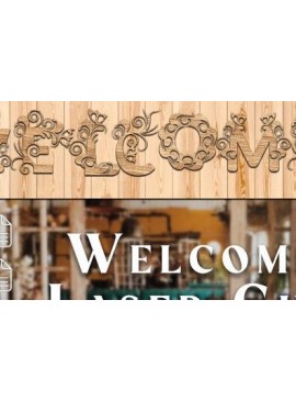 Intra απο ξύλο plywood 3mm-4mm πάχος - Floral Welcome Laser Cut Δίασταση 30x20 cm INTRAFABR-35828030