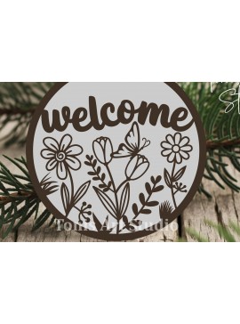 Σετ των 3 Intra απο ξύλο plywood 3mm-4mm πάχος - Floral Σήμα καλωσορίσματος , Πινακίδα πόρτας  Δίασταση 4x4 cm INTRAFABR-115179385