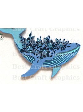 Σετ των 2 Intra απο ξύλο plywood 3mm-4mm πάχος - Floral Whale Cut Laser File Multilayer Δίασταση 20x20 cm INTRAFABR-119674273