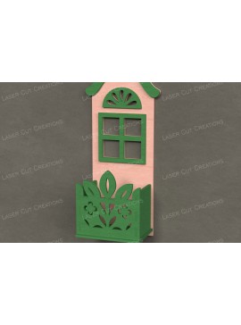 Σετ των 2 Intra απο ξύλο plywood 3mm-4mm πάχος - Φλοράλ Ζαρντινιέρα παραθύρων  Δίασταση 30x20 cm INTRAFABR-123613046