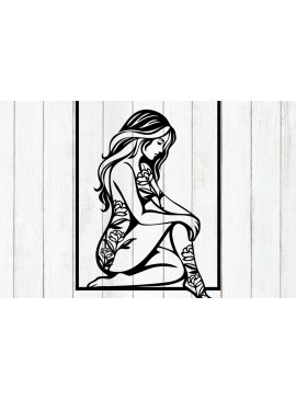 Σετ των 3 Intra απο ξύλο plywood 3mm-4mm πάχος - Floral γυναίκα σιλουέτα πάνελ Δίασταση 6x6 cm INTRAFABR-124400125