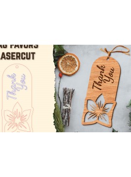 Σετ των 2 Intra απο ξύλο plywood 3mm-4mm πάχος - Floral Wood Tag Favors Lasercut Δίασταση 20x20 cm INTRAFABR-122659024