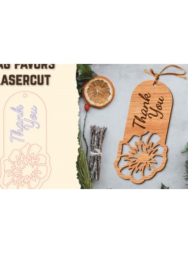 Σετ των 2 Intra απο ξύλο plywood 3mm-4mm πάχος - Floral Wood Tag Favors Lasercut Δίασταση 20x20 cm INTRAFABR-122659047