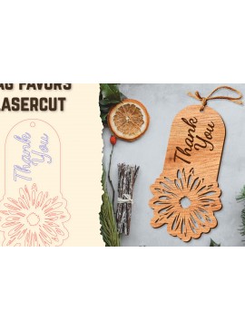 Σετ των 2 Intra απο ξύλο plywood 3mm-4mm πάχος - Floral Wood Tag Favors Lasercut Δίασταση 20x20 cm INTRAFABR-122658849