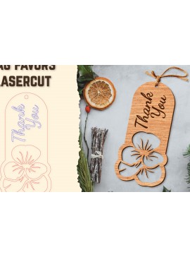 Σετ των 2 Intra απο ξύλο plywood 3mm-4mm πάχος - Floral Wood Tag Favors Lasercut Δίασταση 20x20 cm INTRAFABR-122658853
