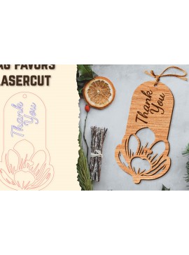 Σετ των 3 Intra απο ξύλο plywood 3mm-4mm πάχος - Floral Wood Tag Favors Lasercut Δίασταση 20x20 cm INTRAFABR-122658885