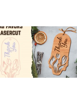 Σετ των 2 Intra απο ξύλο plywood 3mm-4mm πάχος - Floral Wood Tag Favors Lasercut Δίασταση 20x20 cm INTRAFABR-122658912