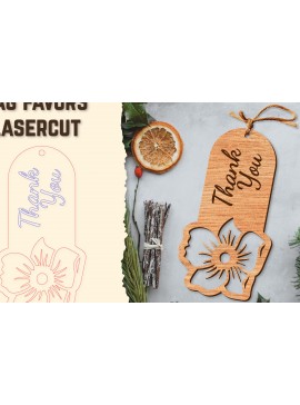 Σετ των 2 Intra απο ξύλο plywood 3mm-4mm πάχος - Floral Wood Tag Favors Lasercut Δίασταση 20x20 cm INTRAFABR-122658935