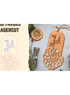 Σετ των 2 Intra απο ξύλο plywood 3mm-4mm πάχος - Floral Wood Tag Favors Lasercut Δίασταση 20x20 cm INTRAFABR-122658970