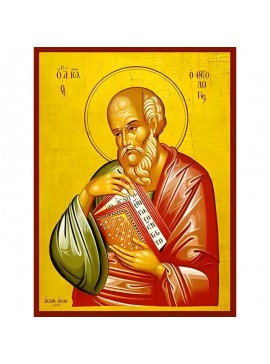 Εικόνα Ορθοδοξίας με περίγραμμα χρυσό σε ξύλο Φλαμουρίας  με  βάση Εικόνα ΑΓΙΟΣ ΑΠΟΣΤΟΛΟΣ ΚΑΙ ΕΥΑΓΓΕΛΙΣΤΗΣ ΙΩΑΝΝΗΣ Ο ΘΕΟΛΟΓΟΣ Χειροποίητη Ελληνορθόδοξη εικόνα του Ιησού Χριστού, Κρεμαστή πλάκα βυζαντινής τέχνης, χριστιανική τέχνη Διάσταση 40x30 cm (10,2x7