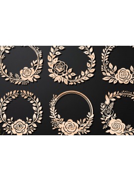 Σετ των 2 Intra απο ξύλο plywood 3mm-4mm πάχος - Πακέτο κοπής λέιζερ Floral στεφάνι 10 Δίασταση 20x20 cm INTRAFABR-112508847