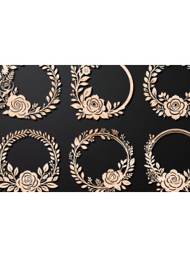 Σετ των 2 Intra απο ξύλο plywood 3mm-4mm πάχος - Πακέτο κοπής με λέιζερ Floral στεφάνι 11 Δίασταση 20x20 cm INTRAFABR-112508845