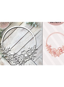 Σετ των 2 Intra απο ξύλο plywood 3mm-4mm πάχος - Φλοράλ Στεφάνι Στρογγυλό  Κοπής με Λέιζερ  Δίασταση 20x25 cm INTRAFABR-70530918