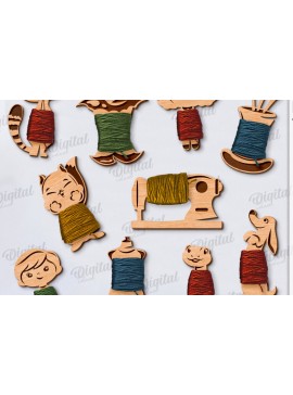 Intra απο ξύλο plywood 3mm-4mm πάχος - Δέσμη κοπής με λέιζερ Floss Bobbins Δίασταση 30x20 cm INTRAFABR-120641765