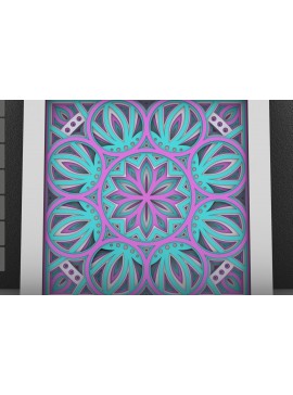 Σετ των 2 Intra απο ξύλο plywood 3mm-4mm πάχος - Flower 3D Layered Paper Cut, 3D Flower Δίασταση 30x30 cm INTRAFABR-30058994