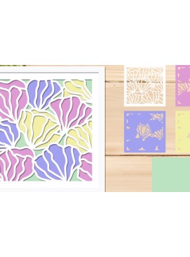 Σετ των 3 Intra απο ξύλο plywood 3mm-4mm πάχος - Flower 3d Shadow Box  Layered Δίασταση 8x8 cm INTRAFABR-67006967