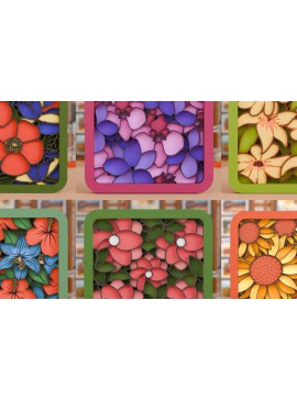 Σετ των 2 Intra απο ξύλο plywood 3mm-4mm πάχος -  με λέιζερ από χαρτί 3d  Flower Δίασταση 20x25 cm INTRAFABR-114508682