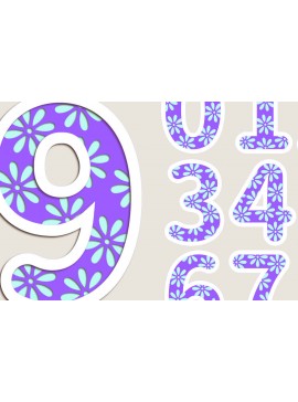 Σετ των 3 Intra απο ξύλο plywood 3mm-4mm πάχος - Flower Birthday Numbers, Cake Topper  Δίασταση 20x20 cm INTRAFABR-123100204