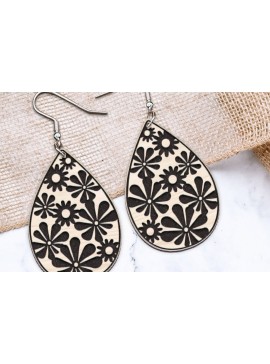 Σετ των 3 Intra απο ξύλο plywood 3mm-4mm πάχος - Σκουλαρίκια Boho Flower Cut Laser. Δίασταση 3x3 cm INTRAFABR-118120819