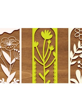 Σετ των 2 Intra απο ξύλο plywood 3mm-4mm πάχος - Σετ σελιδοδείκτης λουλουδιών Laser Cut  Δίασταση 5x20 cm INTRAFABR-90339845