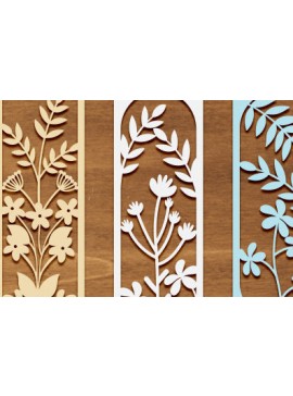 Σετ των 2 Intra απο ξύλο plywood 3mm-4mm πάχος - Σετ σελιδοδείκτης λουλουδιών Laser Cut  Δίασταση 5x20 cm INTRAFABR-90339850