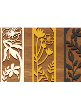 Σετ των 2 Intra απο ξύλο plywood 3mm-4mm πάχος - Σετ σελιδοδείκτης λουλουδιών Laser Cut  Δίασταση 5x20 cm INTRAFABR-90339838