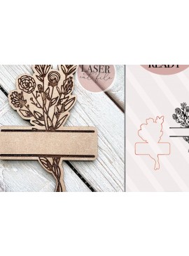 Σετ των 3 Intra απο ξύλο plywood 3mm-4mm πάχος - Πινακίδα ονόματος μπουκέτο λουλουδιών  Δίασταση 6x6 cm INTRAFABR-70852408