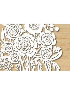 Σετ των 2 Intra απο ξύλο plywood 3mm-4mm πάχος - Μπουκέτο λουλουδιών Χαρτί κομμένο σχέδιο  Δίασταση 30x20 cm INTRAFABR-86788421