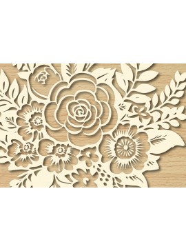 Intra απο ξύλο plywood 3mm-4mm πάχος - Μπουκέτο λουλουδιών Χαρτί κομμένο σχέδιο  Δίασταση 30x20 cm INTRAFABR-86793376