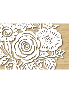 Σετ των 2 Intra απο ξύλο plywood 3mm-4mm πάχος - Μπουκέτο λουλουδιών Χαρτί κομμένο σχέδιο  Δίασταση 30x20 cm INTRAFABR-86793624