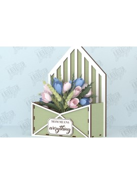 Σετ των 2 Intra απο ξύλο plywood 3mm-4mm πάχος - Flower Box | Ιδέα δώρου για τη γιορτή της μητέρας |CNC Δίασταση 20x20 cm INTRAFABR-119197069