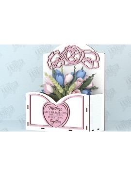 Σετ των 2 Intra απο ξύλο plywood 3mm-4mm πάχος - Flower Box | Ιδέα δώρου για τη γιορτή της μητέρας |CNC Δίασταση 20x20 cm INTRAFABR-119197072