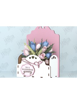 Σετ των 2 Intra απο ξύλο plywood 3mm-4mm πάχος - Flower Box | Ιδέα δώρου για τη γιορτή της μητέρας |CNC Δίασταση 20x20 cm INTRAFABR-119538816