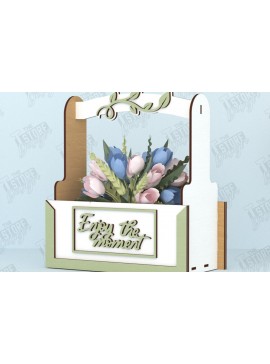 Σετ των 2 Intra απο ξύλο plywood 3mm-4mm πάχος - Flower Box | Ιδέα δώρου για τη γιορτή της μητέρας |CNC Δίασταση 20x20 cm INTRAFABR-119538819