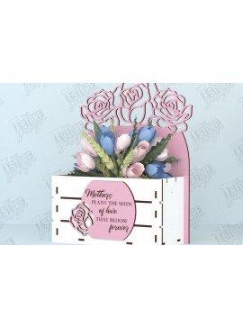 Σετ των 2 Intra απο ξύλο plywood 3mm-4mm πάχος - Flower Box | Ιδέα δώρου για τη γιορτή της μητέρας |CNC Δίασταση 20x20 cm INTRAFABR-119538823