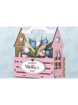 Σετ των 2 Intra απο ξύλο plywood 3mm-4mm πάχος - Flower Box | Ιδέα δώρου για τη γιορτή της μητέρας |CNC Δίασταση 20x20 cm INTRAFABR-119197062