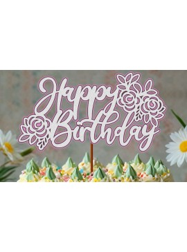 Σετ των 3 Intra απο ξύλο plywood 3mm-4mm πάχος -  Flower Cake Topper  Δίασταση 4x4 cm INTRAFABR-100830055