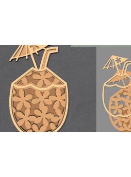 Σετ των 2 Intra απο ξύλο plywood 3mm-4mm πάχος - Διακόσμηση με λέιζερ ρόφημα λουλουδιών καρύδας Δίασταση 20x20 cm INTRAFABR-111488404