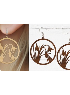 Σετ των 3 Intra απο ξύλο plywood 3mm-4mm πάχος - Σκουλαρίκι λουλουδιών κομμένο  με λέιζερ, λουλούδι Δίασταση 3x3 cm INTRAFABR-89618522