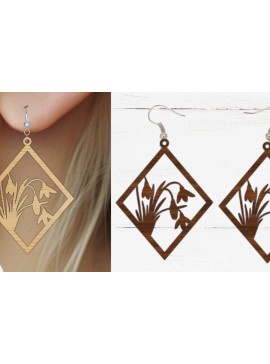 Σετ των 3 Intra απο ξύλο plywood 3mm-4mm πάχος - Σκουλαρίκι λουλουδιών κομμένο  με λέιζερ, λουλούδι Δίασταση 3x3 cm INTRAFABR-89618665