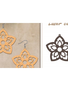 Σετ των 3 Intra απο ξύλο plywood 3mm-4mm πάχος - Σκουλαρίκια με λουλούδια  Δίασταση 3x3 cm INTRAFABR-119266727