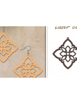 Σετ των 3 Intra απο ξύλο plywood 3mm-4mm πάχος - Σκουλαρίκια με λουλούδια  Δίασταση 3x3 cm INTRAFABR-119266826