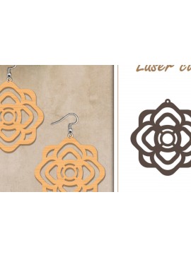 Σετ των 3 Intra απο ξύλο plywood 3mm-4mm πάχος - Σκουλαρίκια με λουλούδια  Δίασταση 3x3 cm INTRAFABR-119267327