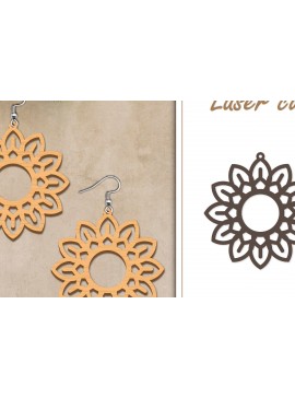 Σετ των 3 Intra απο ξύλο plywood 3mm-4mm πάχος - Σκουλαρίκια με λουλούδια  Δίασταση 3x3 cm INTRAFABR-119268751