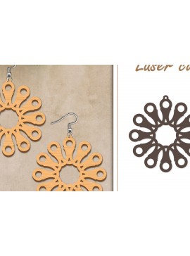 Σετ των 3 Intra απο ξύλο plywood 3mm-4mm πάχος - Σκουλαρίκια με λουλούδια  Δίασταση 3x3 cm INTRAFABR-119268883