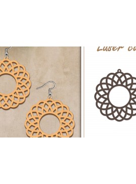 Σετ των 3 Intra απο ξύλο plywood 3mm-4mm πάχος - Σκουλαρίκια με λουλούδια  Δίασταση 3x3 cm INTRAFABR-119269534